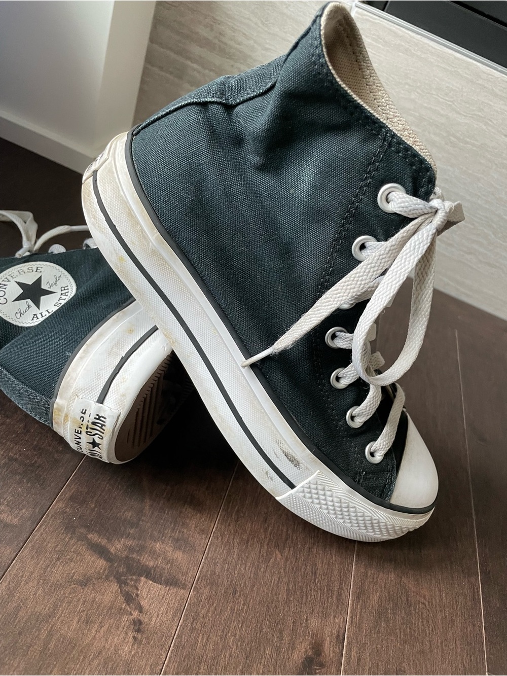 Converse All Star Platform High Top Sneakers Black & White Women’s Size 8 - Picture 3 of 9